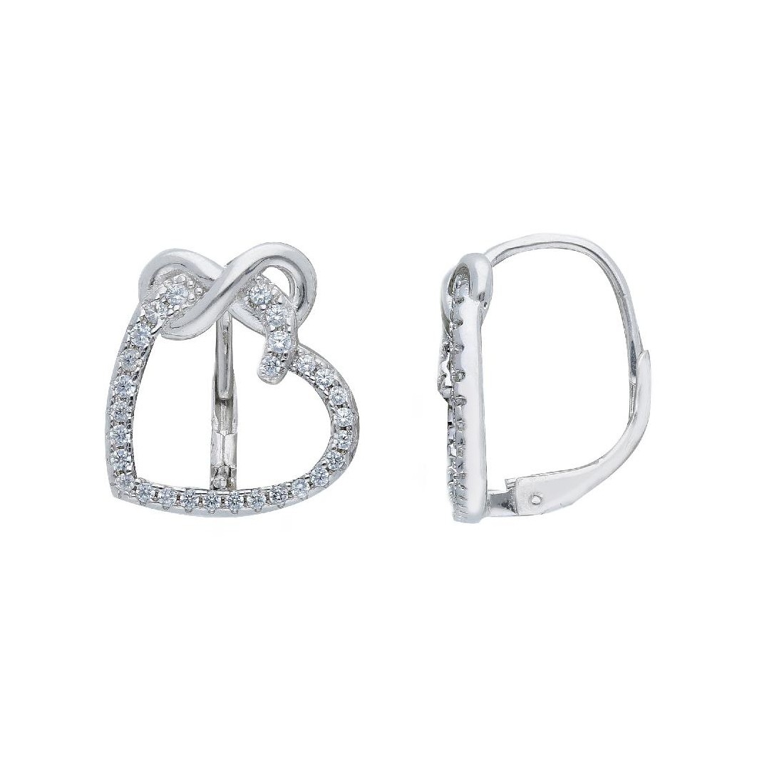 Orecchini in argento 925/ooo e zirconia cubicacon cuore