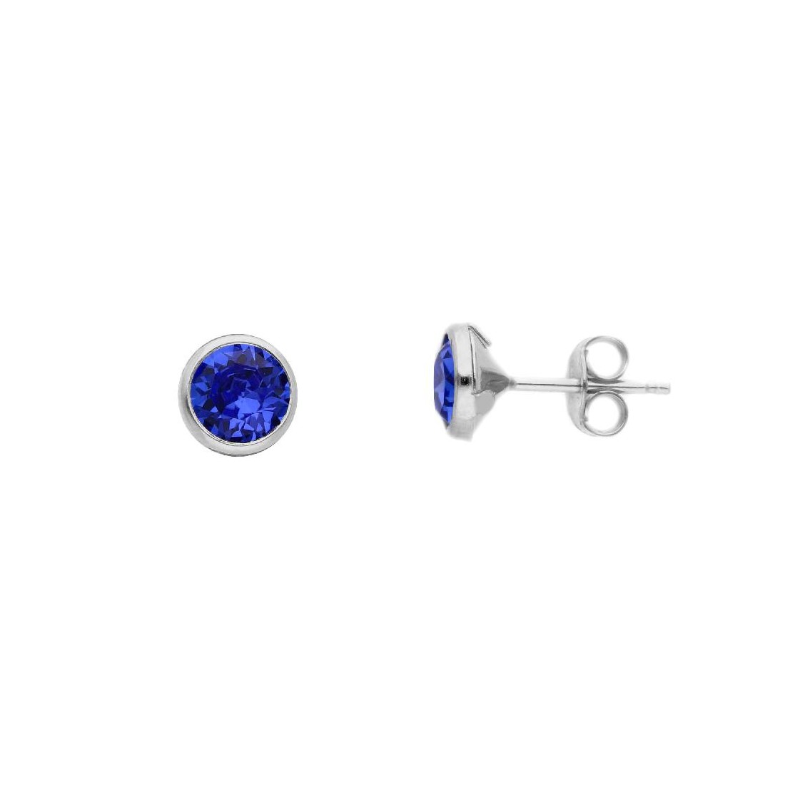 Orecchini punto luce in argento 925/ooo e cristallo artificiale blu