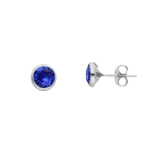 Orecchini punto luce in argento 925/ooo e cristallo artificiale blu