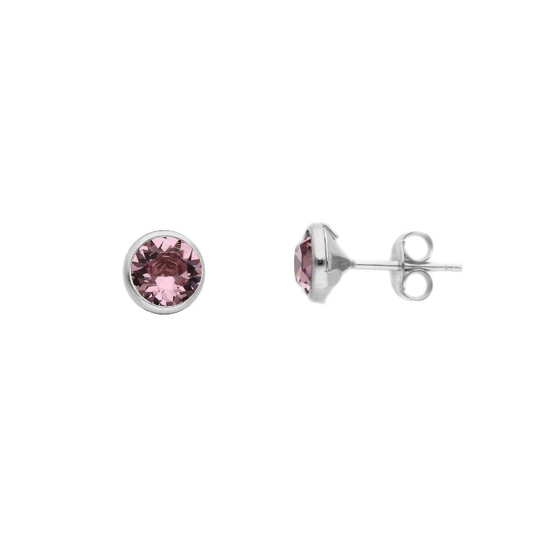 Orecchini punto luce in argento 925/ooo e cristallo artificiale viola