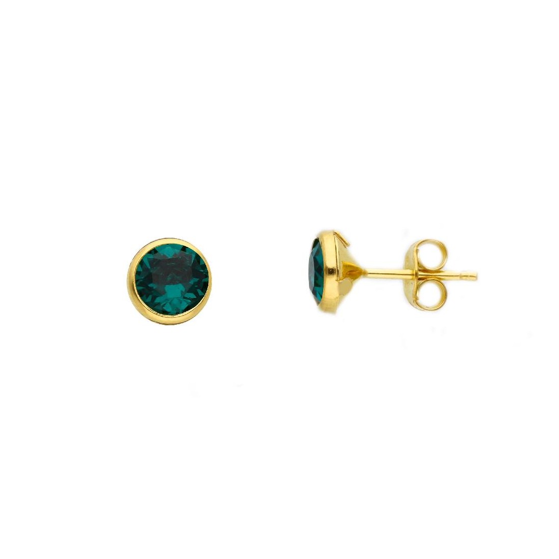 Orecchini lobo in argento dorato 925/ooo e cristallo artificiale verde