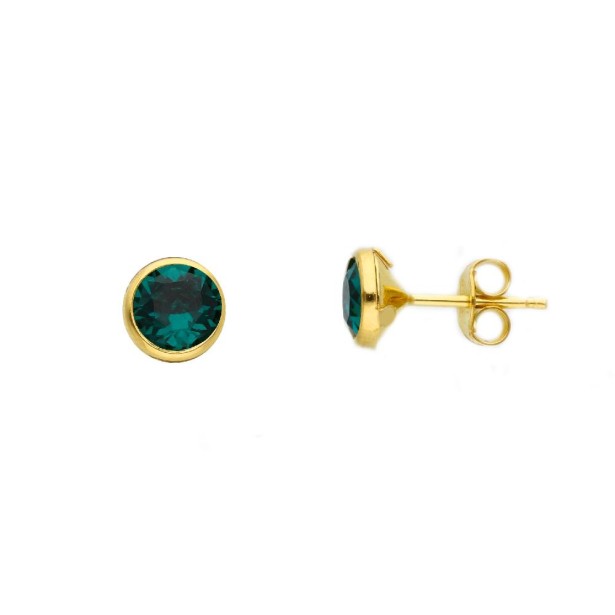 Orecchini lobo in argento dorato 925/ooo e cristallo artificiale verde