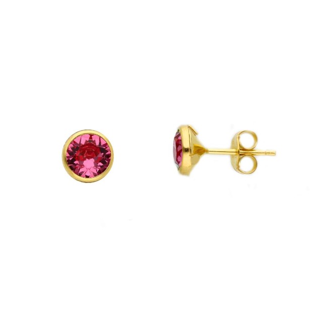 Orecchini punto luce in argento dorato 925/ooo ecristallo artificiale rosa