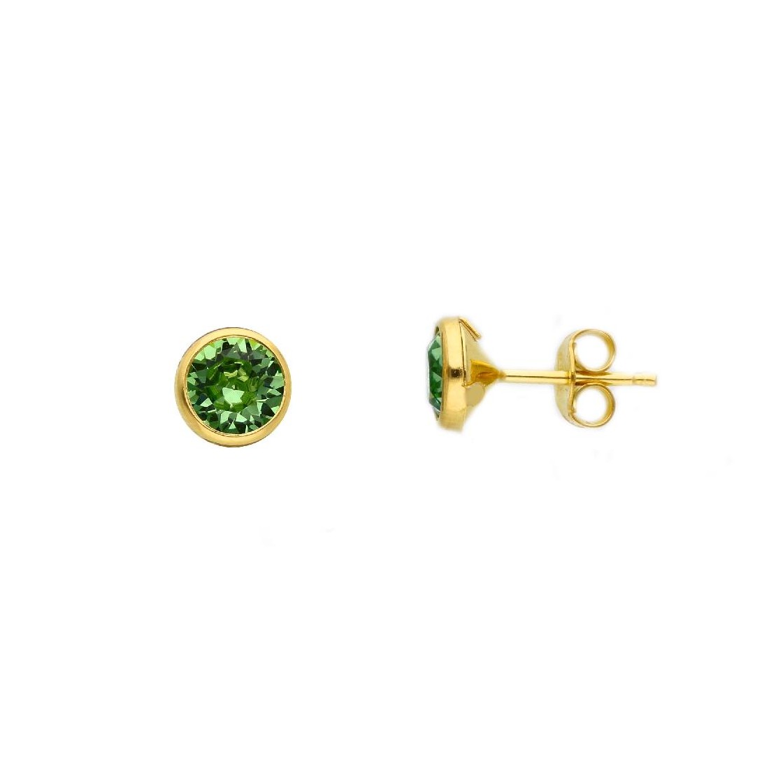 Orecchini punto luce in argento dorato 925/ooo ecristallo artificiale verde