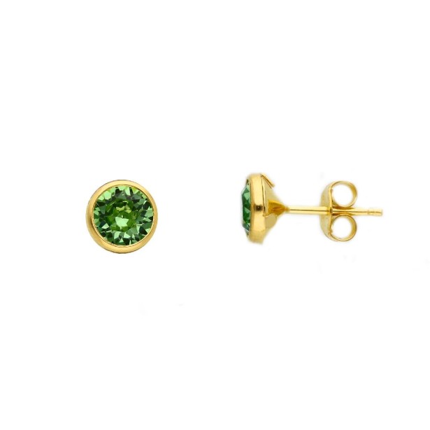 Orecchini punto luce in argento dorato 925/ooo ecristallo artificiale verde