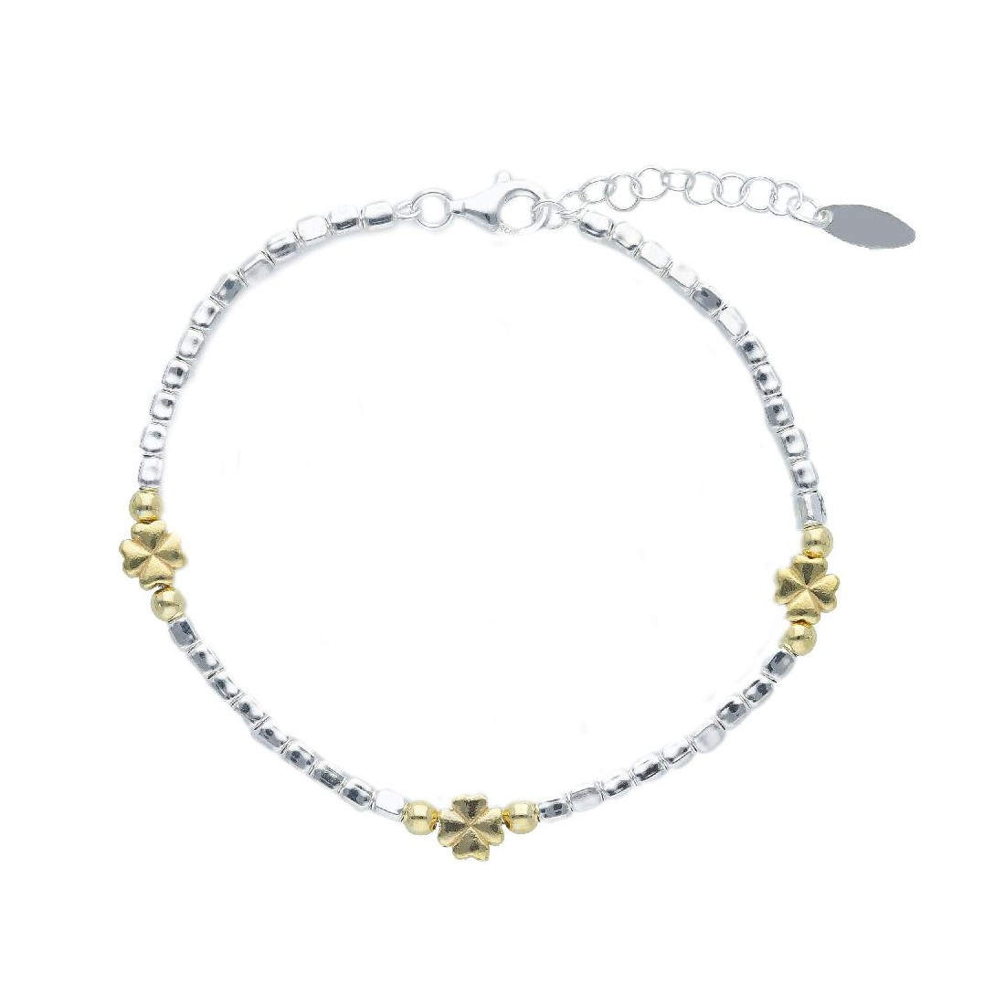 Bracciale in argento bicolore 925/ooo con quadrifo glio