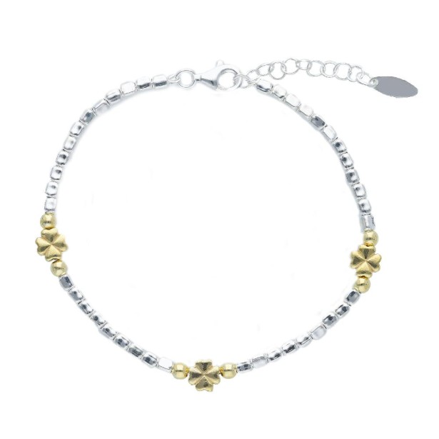 Bracciale in argento bicolore 925/ooo con quadrifo glio