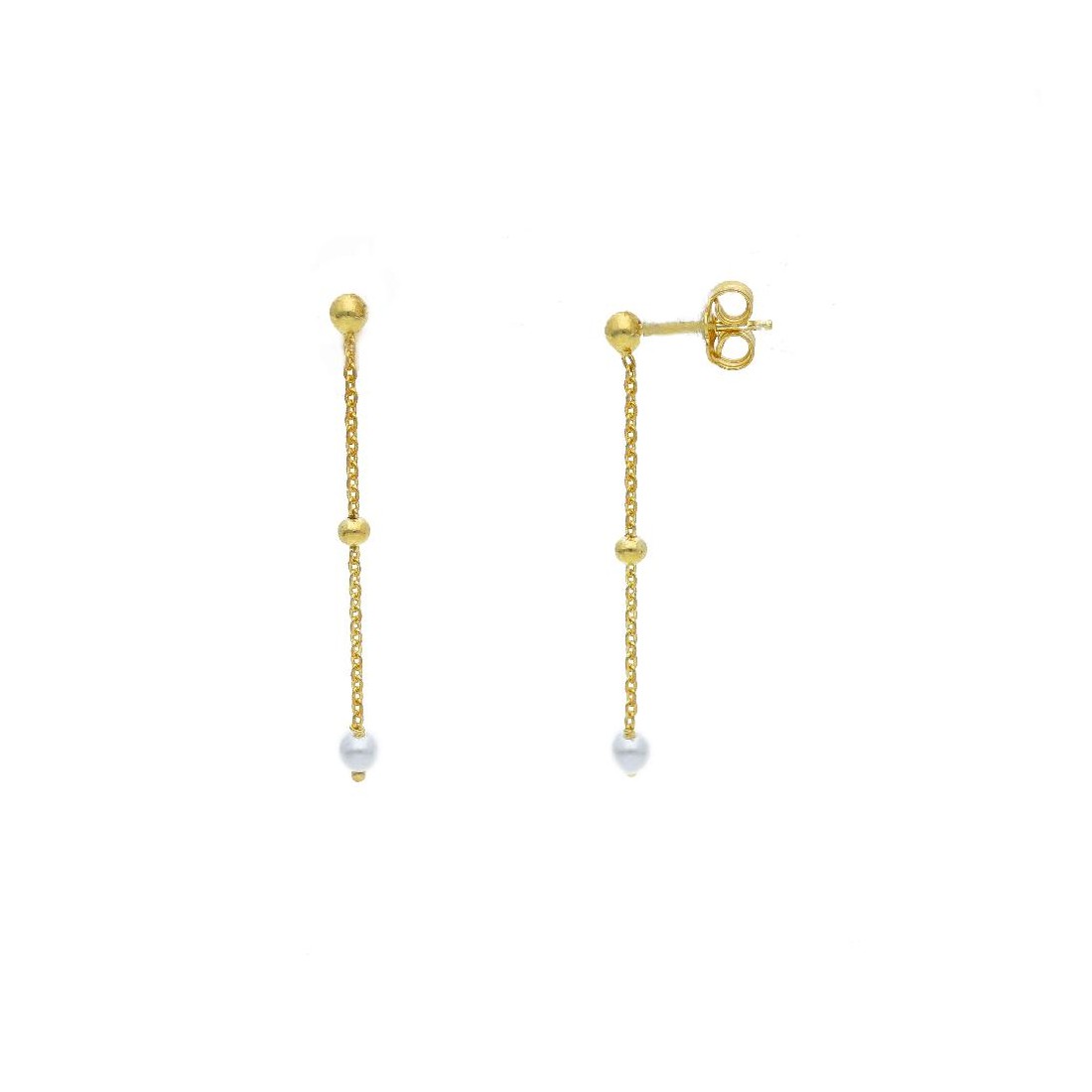 Orecchini pendenti in argento dorato 925/ooo e perle