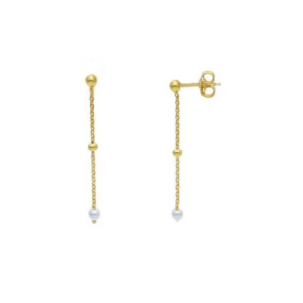 Orecchini pendenti in argento dorato 925/ooo e perle