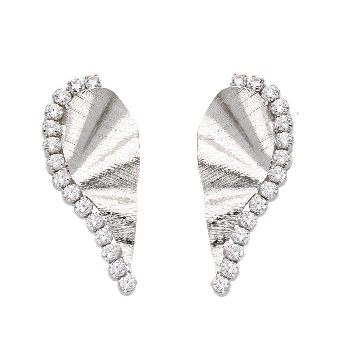 Orecchini in argento 925/ooo e cristallo artificiale con ala d'angelo