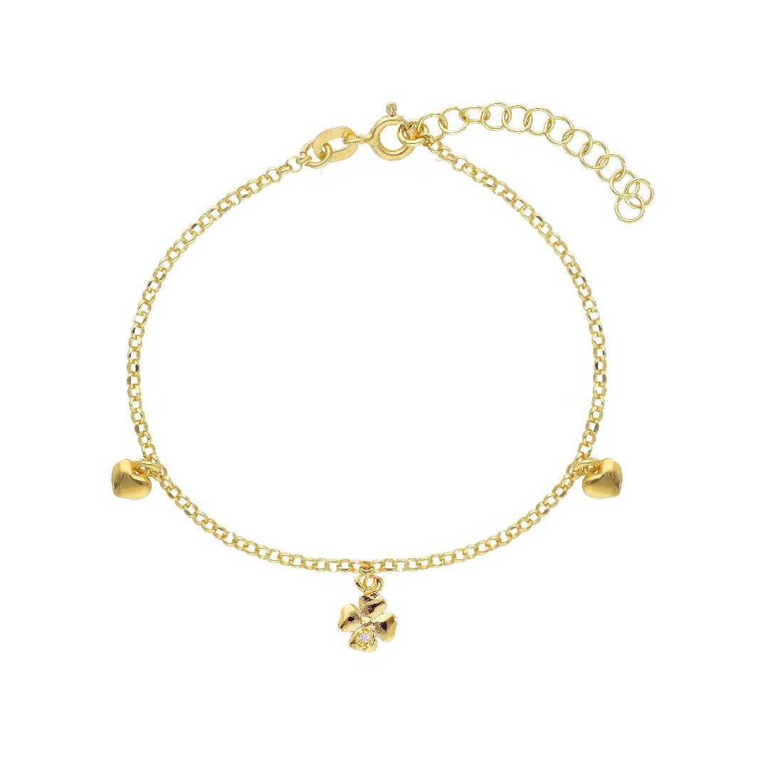 Bracciale in argento dorato 925/ooo e zirconia cubica con charms