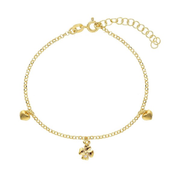 Bracciale in argento dorato 925/ooo e zirconia cubica con charms