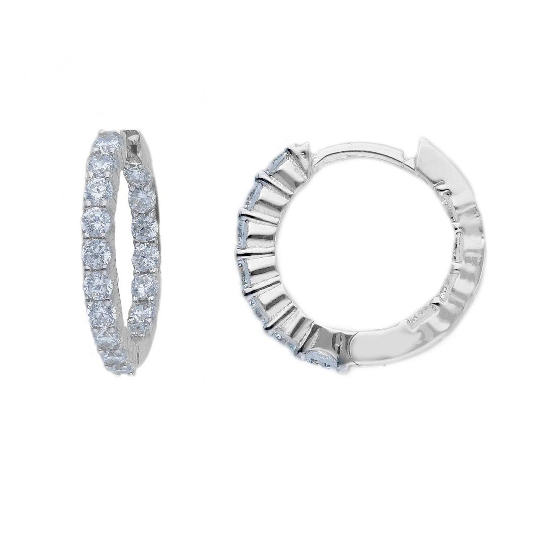 Orecchini cerchio in argento 925/ooo e zirconia cubica