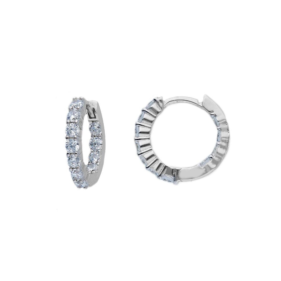 Orecchini cerchio in argento 925/ooo e zirconia cubica