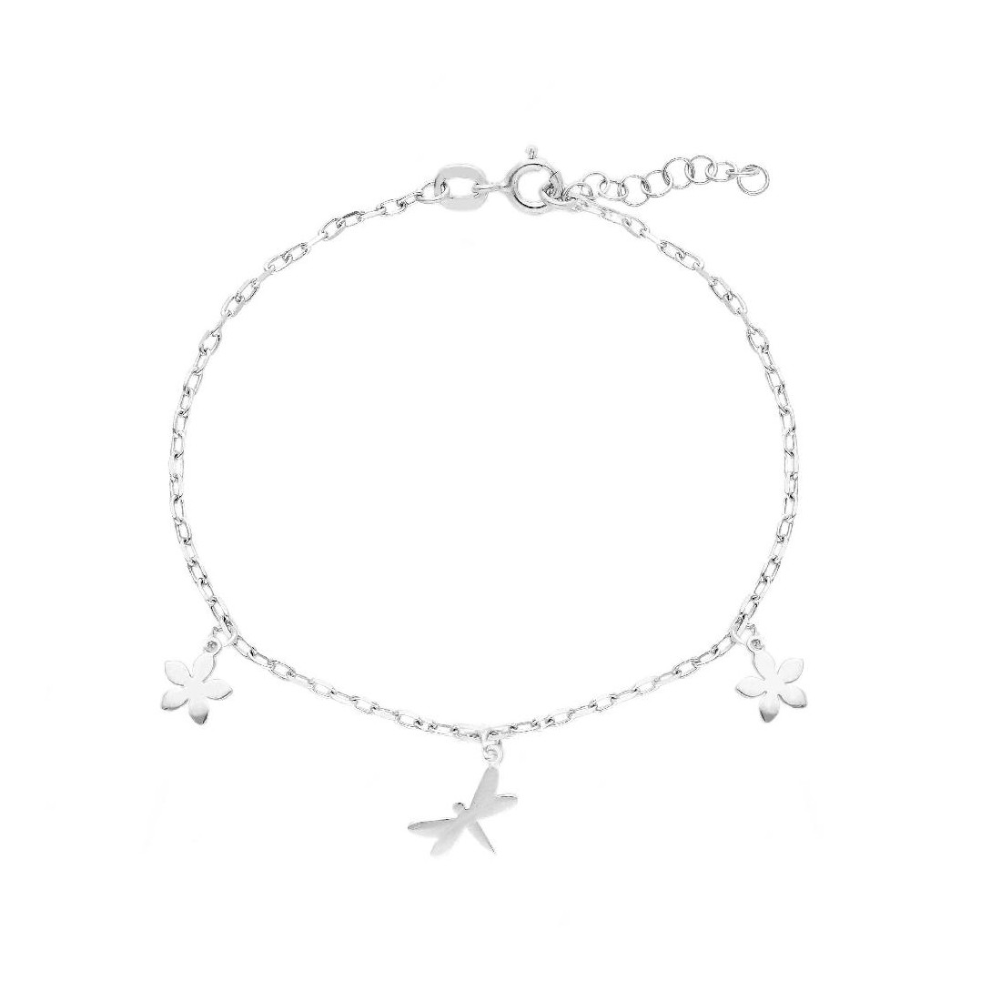 Bracciale in argento 925/ooo con fiore e libellula