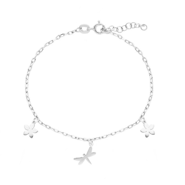 Bracciale in argento 925/ooo con fiore e libellula