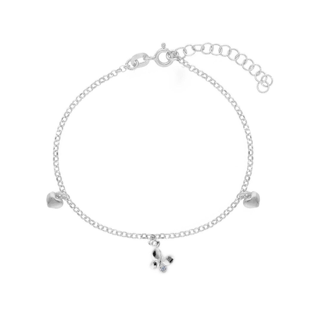 Girocollo in argento 925/ooo e zirconia cubicacon farfalla e cuore