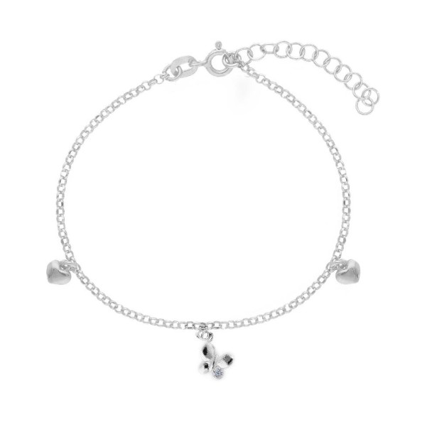 Girocollo in argento 925/ooo e zirconia cubicacon farfalla e cuore