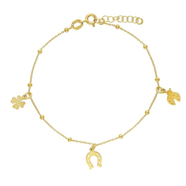 Bracciale in argento dorato 925/ooo con charms