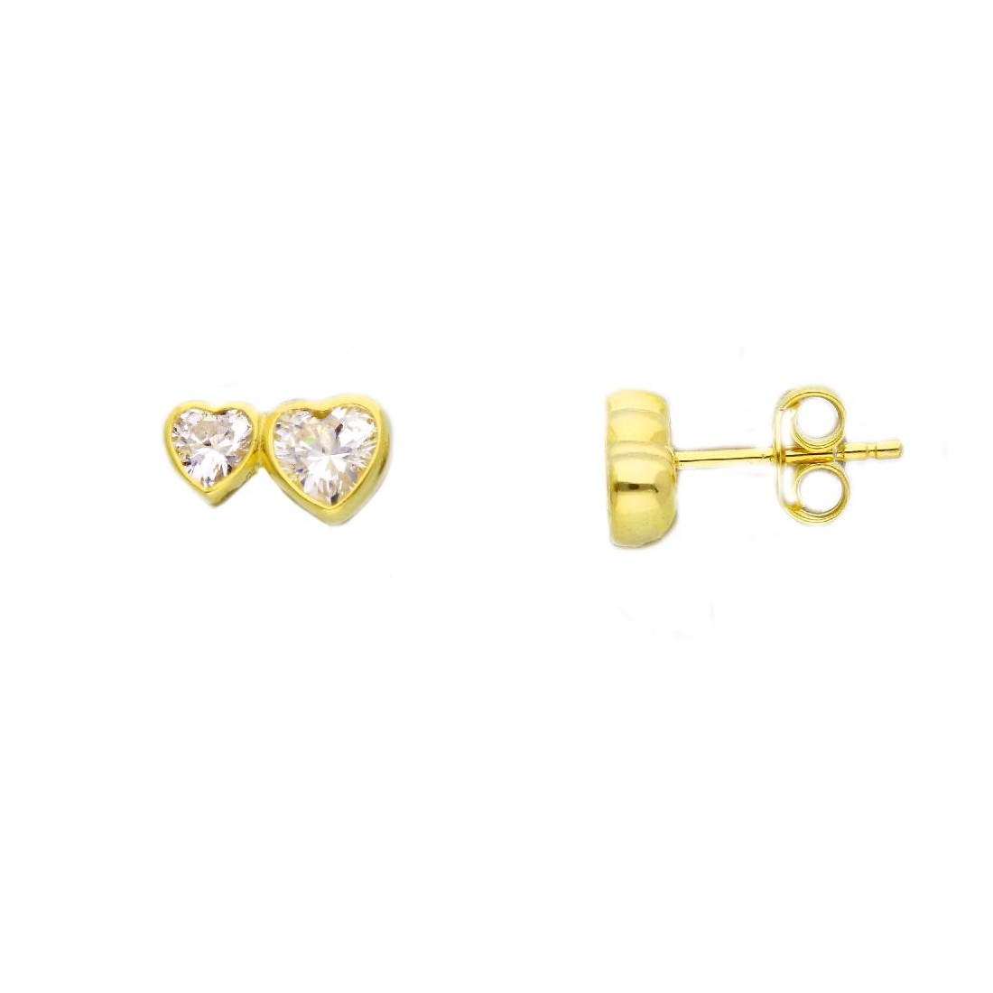 Orecchini in argento dorato 925/ooo e zirconia cubica con cuore