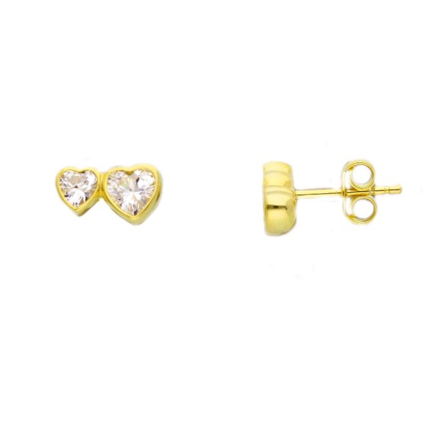 Orecchini in argento dorato 925/ooo e zirconia cubica con cuore