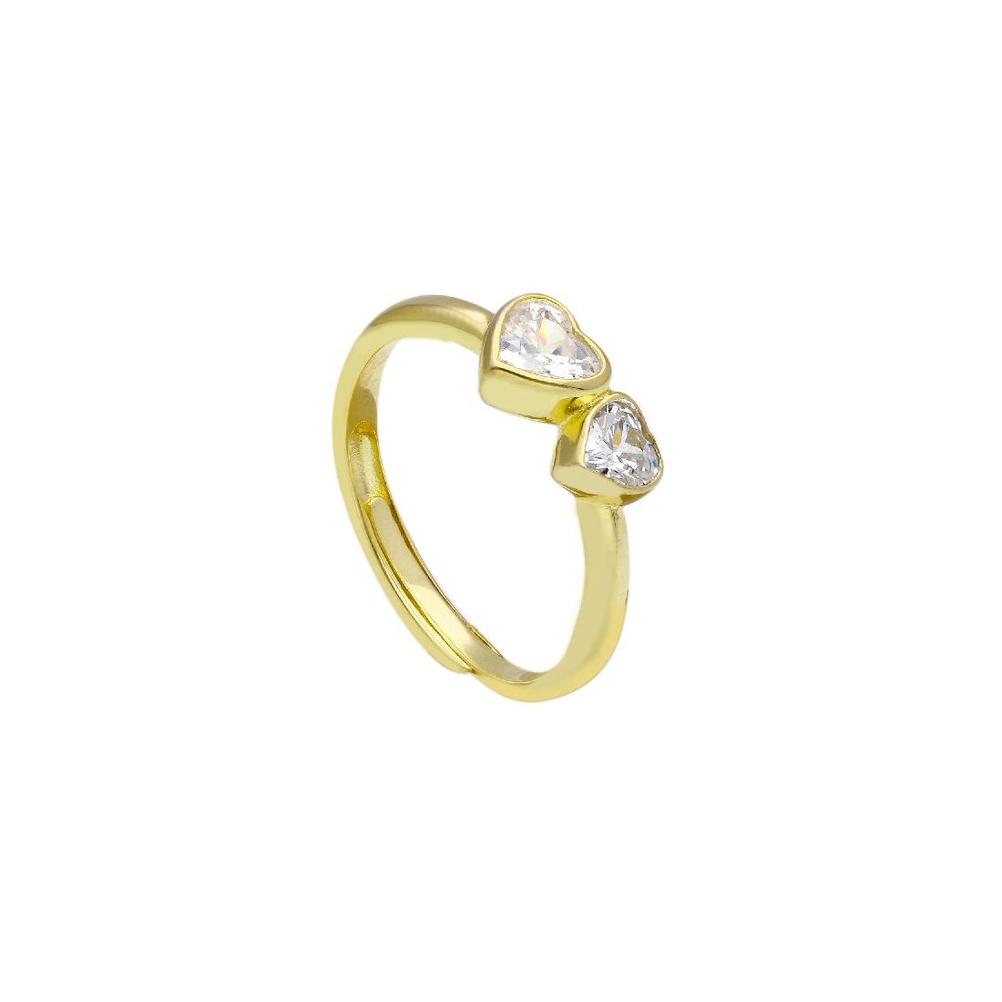 Anello in argento dorato 925/ooo e zirconia cubica con cuore
