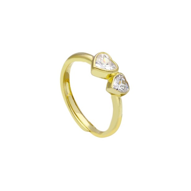 Anello in argento dorato 925/ooo e zirconia cubica con cuore