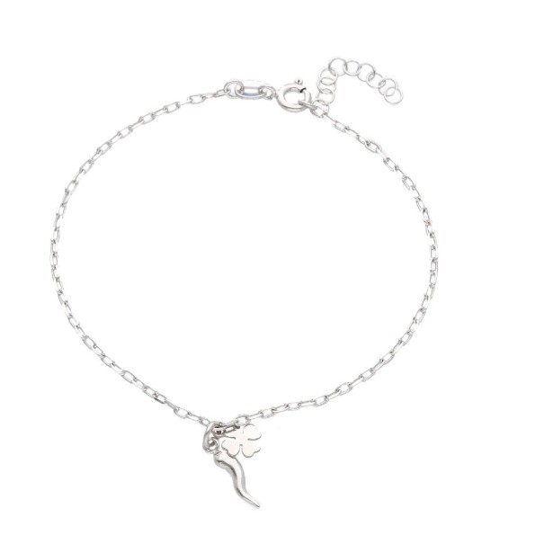 Bracciale in argento 925/ooo con quadrifoglio e corno