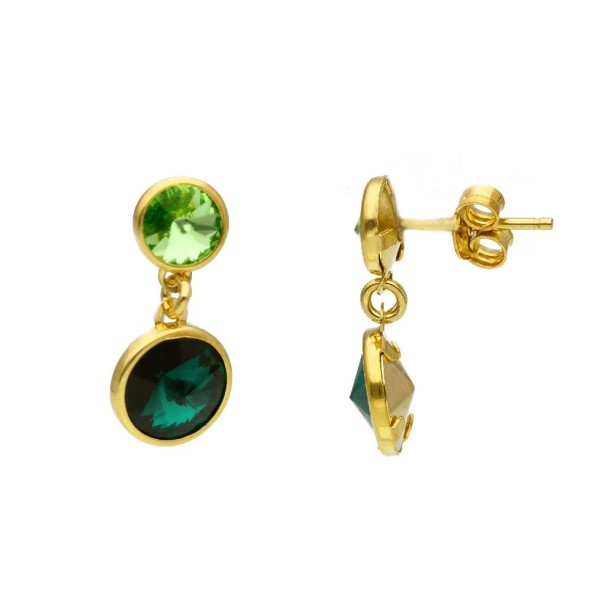 Orecchini in argento dorato 925/ooo e cristalli artificiali verdi