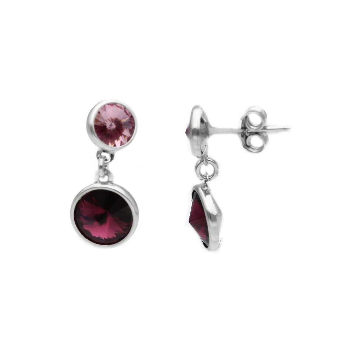 Orecchini in argento 925/ooo e cristalli artificiali viola
