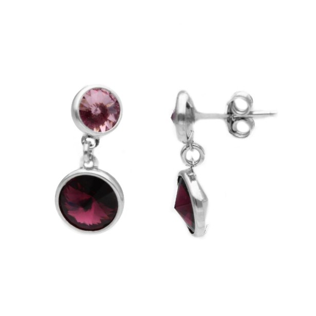 Orecchini in argento 925/ooo e cristalli artificiali viola