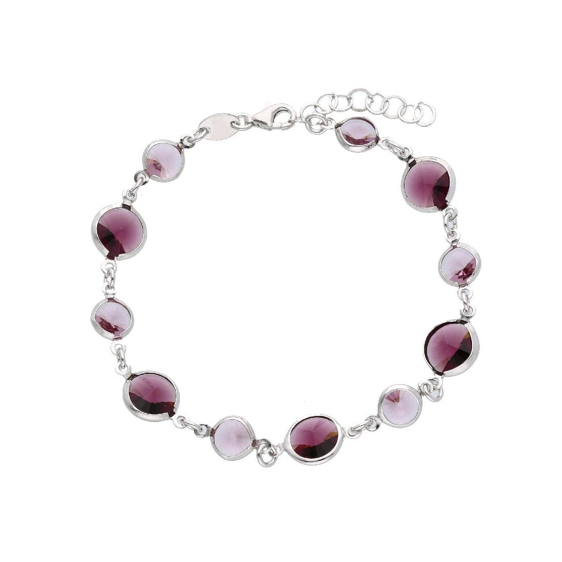 Bracciale in argento 925/ooo e cristalli artificiali viola