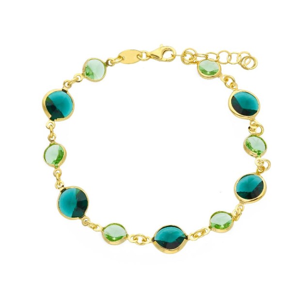 Bracciale in argento dorato 925/ooo e cristalli artificiali verdi