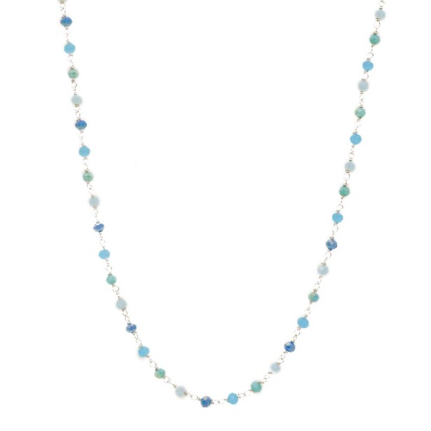 Girocollo in argento dorato 925/ooo e cristalli artificiali azzurri