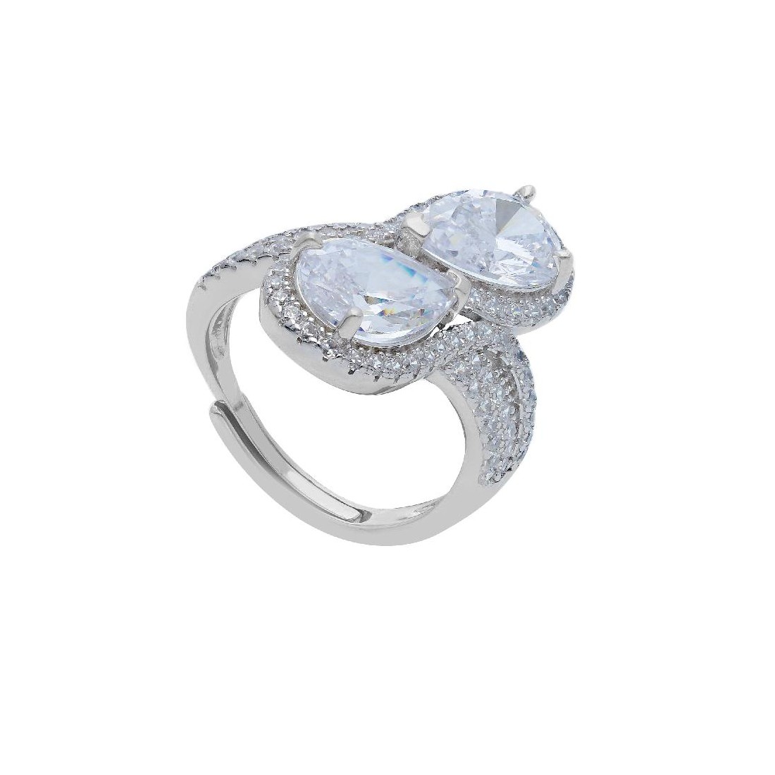 Anello contrari� in argento 925/ooo e zirconia cubica