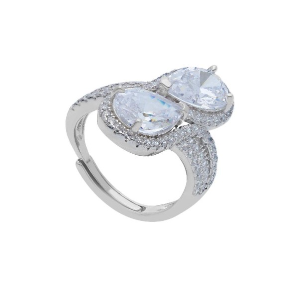 Anello contrari� in argento 925/ooo e zirconia cubica