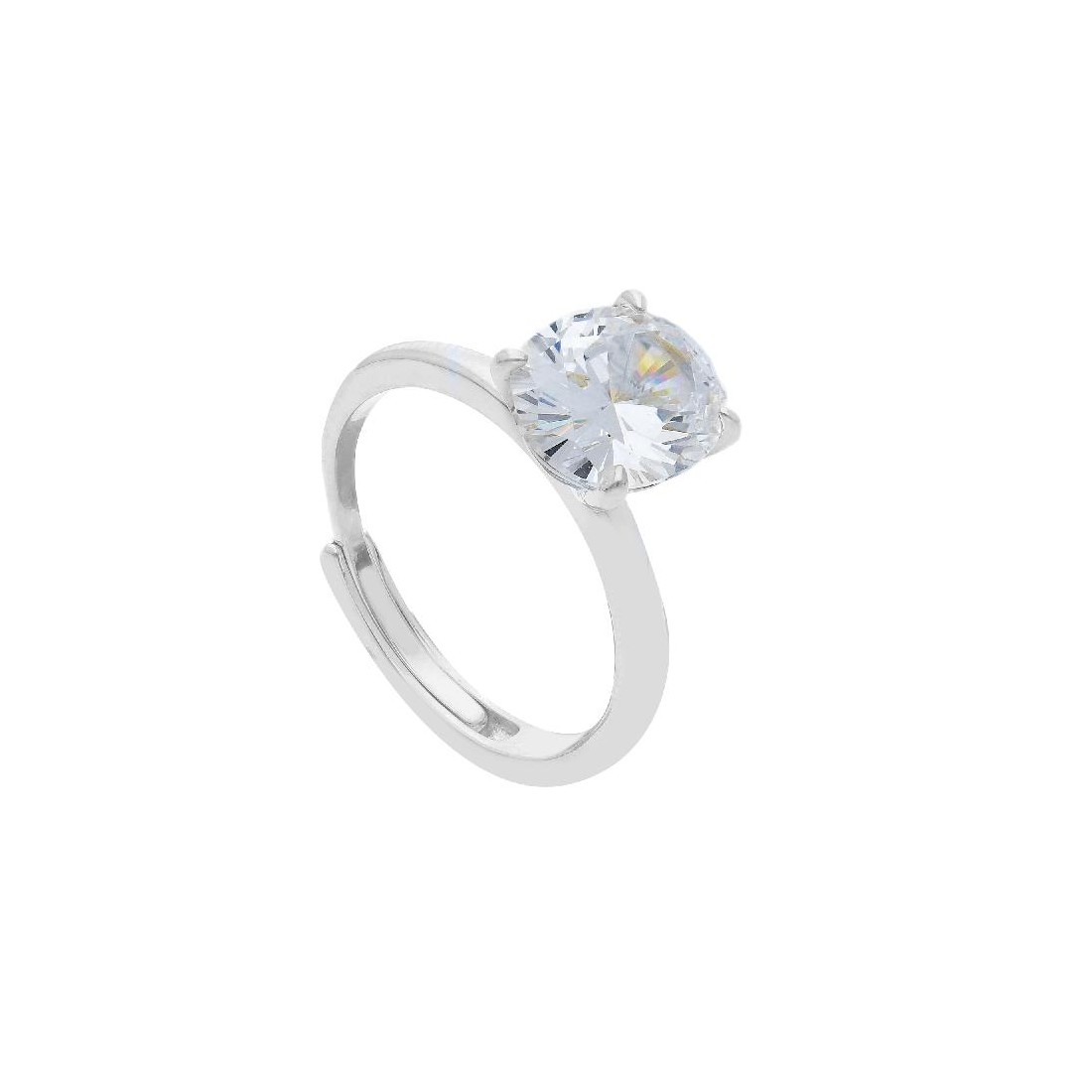 Anello solitario in argento 925/ooo e zirconia cubica
