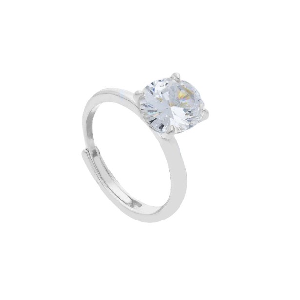 Anello solitario in argento 925/ooo e zirconia cubica