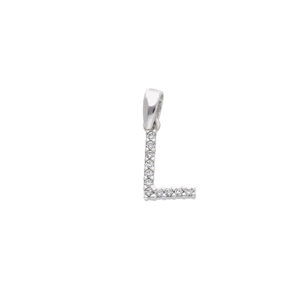 Ciondolo in oro bianco 750/ooo e zirconia cubica con iniziale