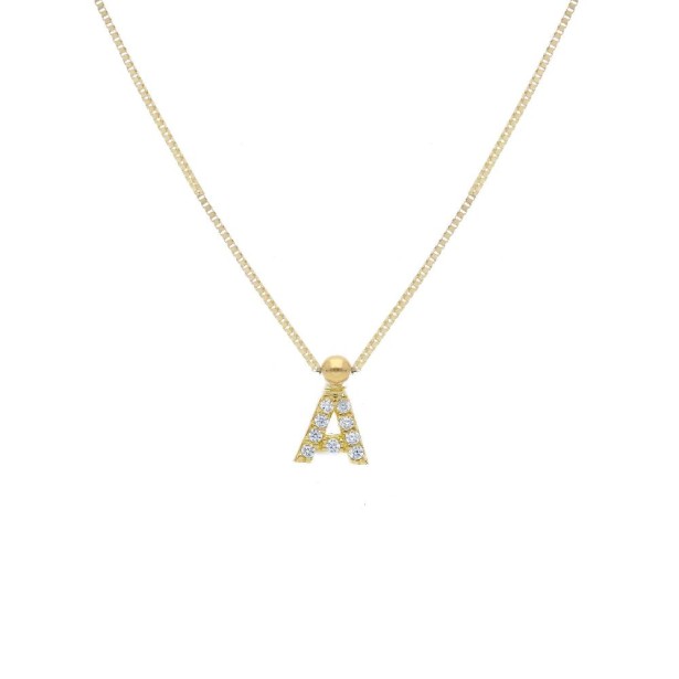 Girocollo in oro giallo 375/ooo e zirconia cubica con iniziale