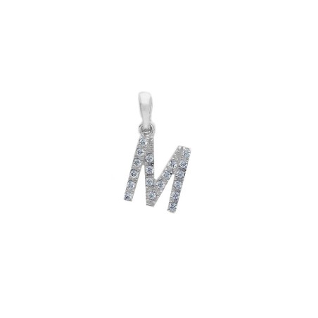 Ciondolo in oro bianco 375/°°° e zirconia cubica con iniziale