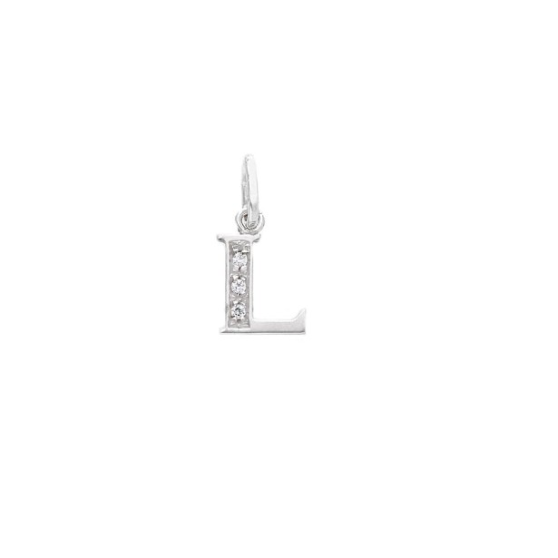 Ciondolo in oro bianco 750/ooo e zirconia cubica con iniziale