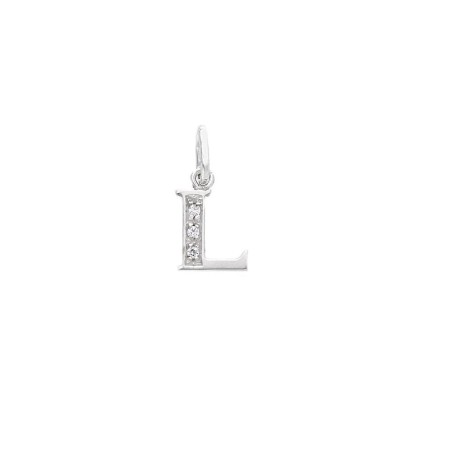 Ciondolo in oro bianco 750/ooo e zirconia cubica con iniziale