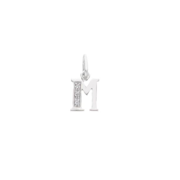 Ciondolo in oro bianco 750/ooo e zirconia cubica con iniziale