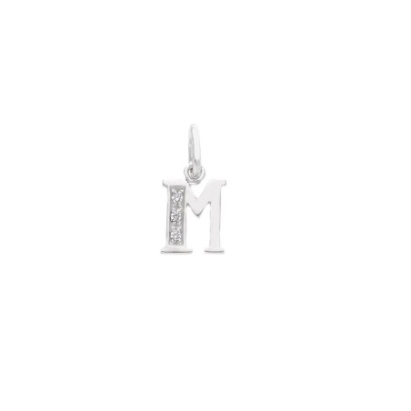 Ciondolo in oro bianco 750/ooo e zirconia cubica con iniziale