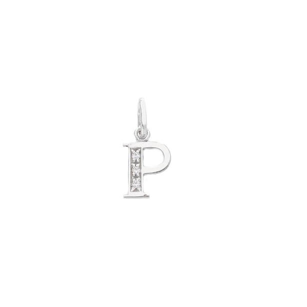 Ciondolo in oro bianco 750/ooo e zirconia cubica con iniziale
