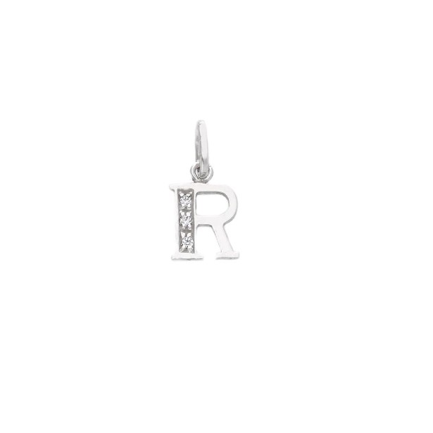 Ciondolo in oro bianco 750/ooo e zirconia cubica con iniziale