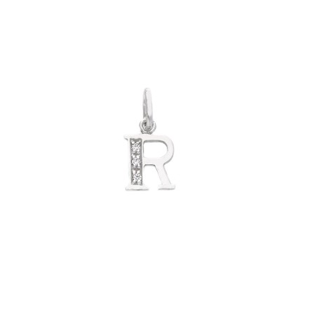 Ciondolo in oro bianco 750/ooo e zirconia cubica con iniziale