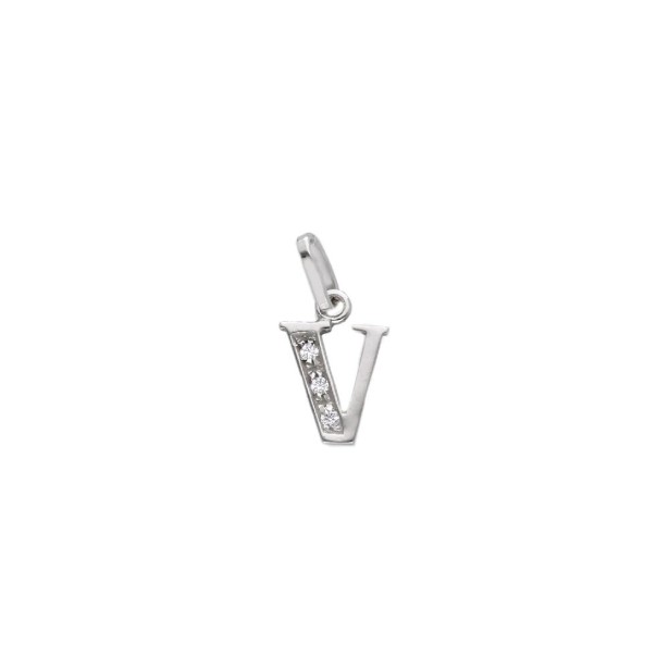 Ciondolo in oro bianco 750/ooo e zirconia cubica con iniziale