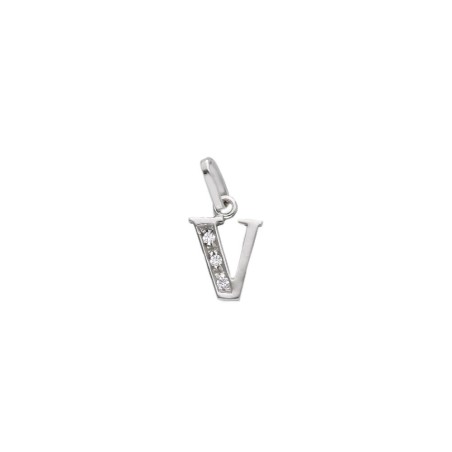 Ciondolo in oro bianco 750/ooo e zirconia cubica con iniziale